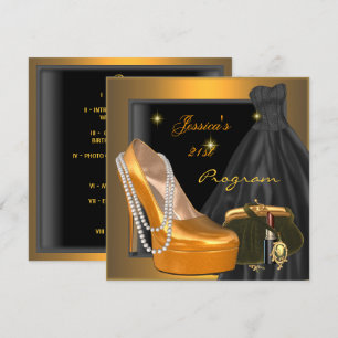 21st Birthday Program Shoe Gold Orange Black