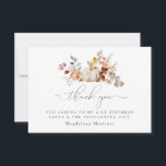 21st Birthday Pumpkin Fall Flower Custom Flat Thank You Card<br><div class="desc">Modern and elegant white pumpkin and fall flowers floral design. The soft watercolor palette is a sophisticated blend of soft pink and dark rich golden yellow and brown. The fall leaves surround the white pumpkin for a special autumn display. Perfect for your fall birthday party.</div>