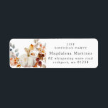 21st Birthday Pumpkin Fall Flower Return Address<br><div class="desc">Modern and elegant white pumpkin and fall flowers floral design. The soft watercolor palette is a sophisticated blend of soft pink and dark rich golden yellow and brown. The fall leaves surround the white pumpkin for a special autumn display. Perfect for your fall birthday party.</div>