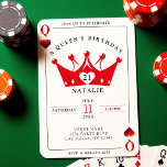 21st Birthday Queen of Hearts Casino Poker Card<br><div class="desc">Cool queen of hearts playing card 21st birthday invitation for women.  Personalize it with your age and event details.  Great for a poker or Las Vegas themed birthday celebration.</div>