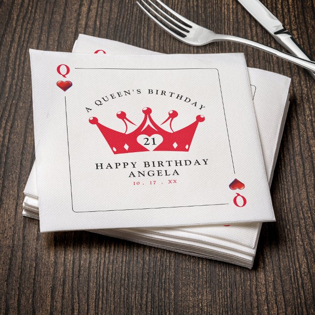 21st Birthday Queen of Hearts Casino Poker Card Napkin (21st Birthday Queen of Hearts Casino Poker Card Napkins
)
