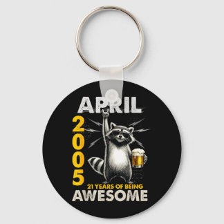 21st Birthday Raccoon Beer April 2005 Vintage 21 Keychain