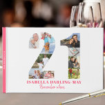 21st Birthday Remember When ... Pink Photo Collage Guest Book<br><div class="desc">This personalized photo guest book is a lovely milestone birthday keepsake for 21st Birthday. Let your friends or 21st birthday party guests add photos and "remember when ... ", fun and special memories. The design features a photo collage in the shape of the number 21 and the template is set...</div>