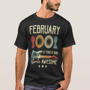21st Birthday Retro Guitar February 2002 21 Years T-Shirt