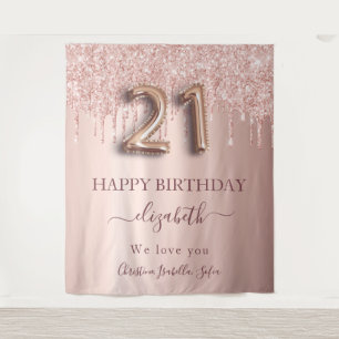 21st birthday rose gold blush glitter friends tapestry