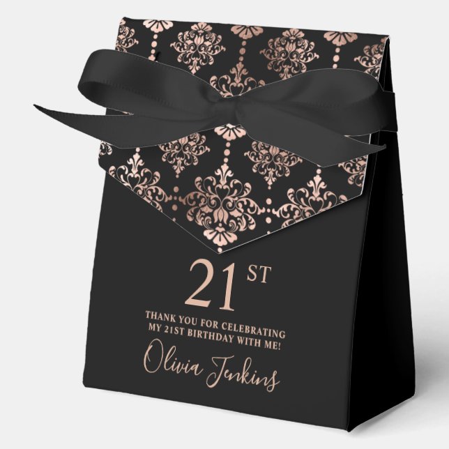 21st Birthday Rose Gold Elegant Thank You  Favor Box (Front)