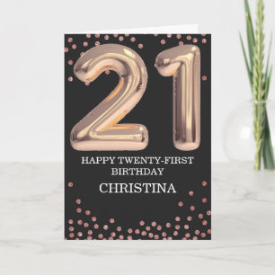 21st Birthday Rose Gold Girl Elegant Personalized Card