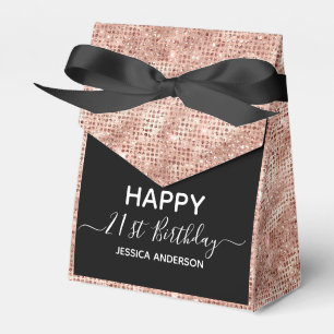 21st Birthday Rose Gold Glitter Favour Box