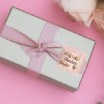 21st birthday rose gold glitter monogram luxury  square sticker<br><div class="desc">For a girly and glamourous 21st birthday party. A rose gold faux metallic looking background with faux glitter drips, paint dripping look. Personalize and add a name. The name is written in dark rose gold with a modern hand lettered style script. Number 21 is written with a balloon style font....</div>