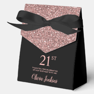 21st Birthday Rose Gold Glitter Thank You Favor Box