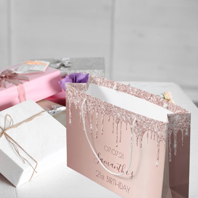 21st birthday rose gold pink large gift bag (Creator Uploaded)