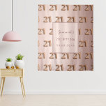21st birthday rose gold pink name tapestry<br><div class="desc">A tapestry for a girly and glamourous 21st birthday. A rose gold gradient background, and number 21 as a pattern written with a balloon style fon. Personalize and add her name and a date. The name is written with a modern hand lettered style script. Can be used as wall decor...</div>