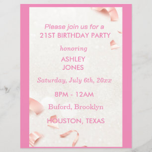 21st Birthday Rose Gold pink    Party Invitation Flyer