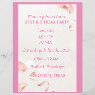 21st Birthday Rose Gold pink  | Party Invitation Flyer