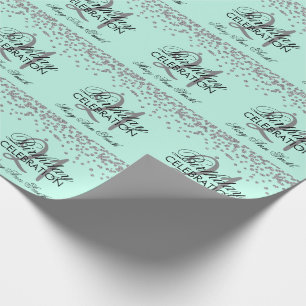 21st Birthday Silver Faux Glitter Confetti Mint Wrapping Paper