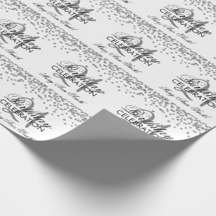21st Birthday Silver Faux Glitter Confetti White Wrapping Paper