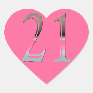 21st Birthday Silver | Number 21 Heart Sticker