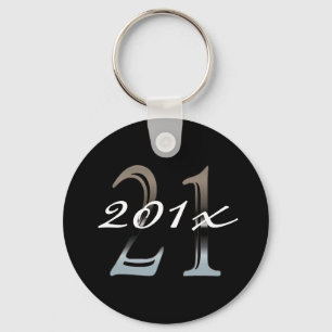 21st Birthday Silver Number 21 Keychain