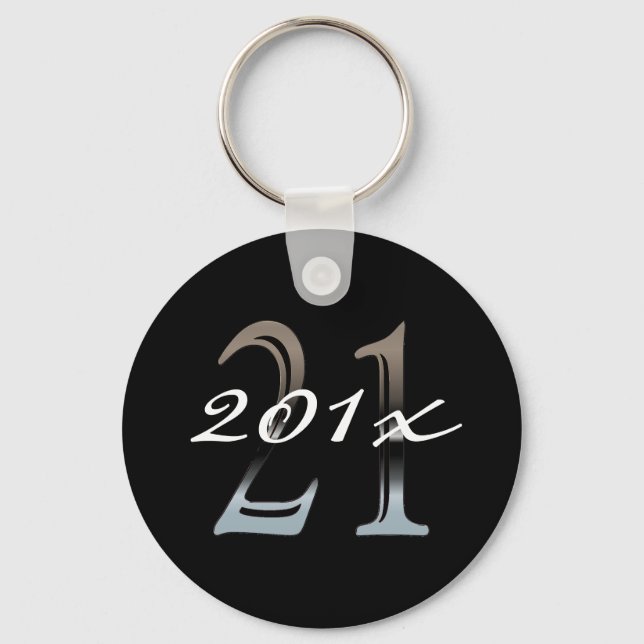 21st Birthday | Silver Number 21 Keychain (Front)