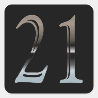 21st Birthday Silver | Number 21 Square Sticker