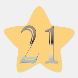 21st Birthday Silver Number 21 Star Sticker