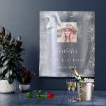 21st birthday silver photo glitter welcome tapestry<br><div class="desc">A welcome tapestry for a glamourous 21st birthday party. A faux silver metallic looking background decorated with faux glitter dust. Personalize and add a high quality photo, name and date. Number 21 is written with a balloon style font. Can also be used as a photo booth backdrop and party wall...</div>