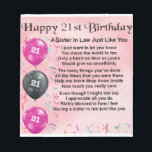 21st Birthday - Sister in Law Poem Notepad<br><div class="desc">A great gift for a sister in law on her 21st birthday</div>