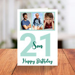 21st Birthday Son Modern Script Photo Collage Card<br><div class="desc">Put a smile on a face with this personalized 21st birthday modern script photo collage card for your son. - Simply click to personalize this design 🔥 My promises - This design is unique and is designed with you in mind 🙏 Thank you for supporting my small business - If...</div>