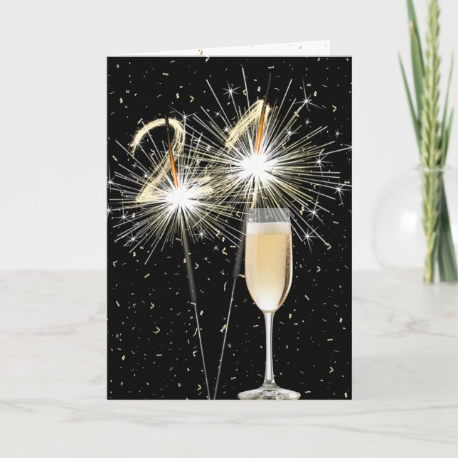 21st Birthday Sparklers With White Wine Card (Front)