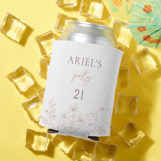 21st birthday summertime floral can cooler (In Situ Summer)