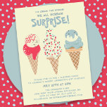 21st Birthday Surprise Party Ice Cream Cone  Invitation<br><div class="desc">New for Summer 2024. Our "Ice Cream,  You Scream We All Scream Surprise" 21st Birthday Invitation! Followed by three retro watercolor colour ice cream cones with patriotic red,  white and blue ice cream and sprinkles.</div>