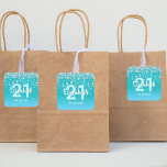 21st birthday teal blue green glitter name diamond classic round sticker<br><div class="desc">An elegant, glamourous and girly 21st birthday party sticker. Teal, blue green coloured faux glitter with faux diamond sprinkle and a golden frame. Templates for a name, age 21 and a date. Date of birth or the date of the party/anniversary. White and teal coloured letters. The name is written with...</div>