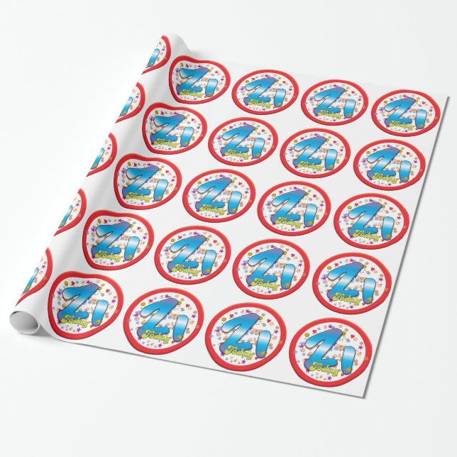21st Birthday Today Wrapping Paper (Unrolled)