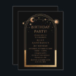 21st Birthday Twenty One Celestial Black Gold Invitation<br><div class="desc">21st Birthday Twenty First Twenty One Celestial Mystical Black Gold Sun Moon Astronomy Birthday Invitations Invites features gold sun,  moon and stars with a golden frame on a black background. Inside is your custom birthday invitation information. Designed for you by Evco Studio. View the coordinating collection at www.zazzle.com/store/evcostudio</div>
