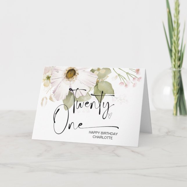 21st Birthday Twenty One Happy Birthday for Her Card (Front)