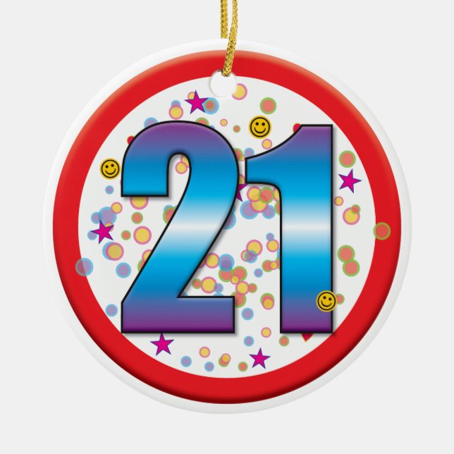 21st Birthday v2 Ceramic Ornament (Front)