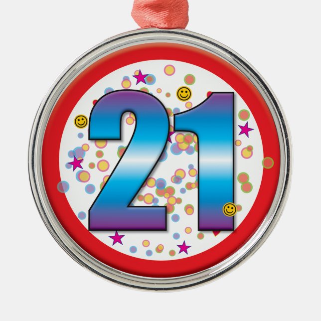21st Birthday v2 Metal Ornament (Front)