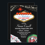 21st Birthday Vegas Casino Invitation<br><div class="desc">21st Birthday Las Vegas Casino Marquee String Lights Poker Gambling Birthday Invitation</div>