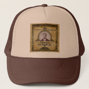 21st Birthday Vintage Retro Monogram Add Photo Trucker Hat