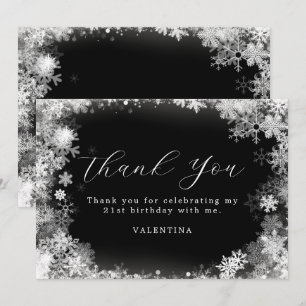 21st Birthday Winter Wonderland Snowflake Thank You Card