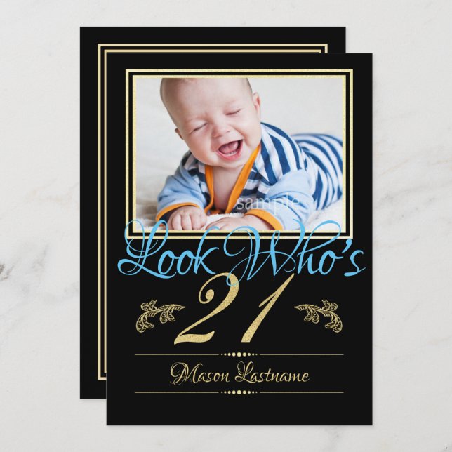 21st Birthday with Photo Invitation (Front/Back)