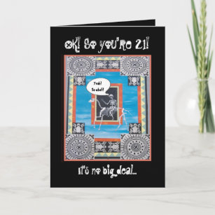 21st Birthday with Skeleton Riding a Horse - FUNNY Card
