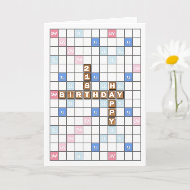 21st Birthday, Word Game Board Card (Small Plant)