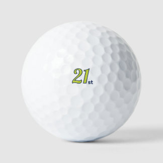 21st birthday yellow blue green bold letter name t golf balls