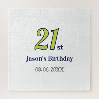 21st birthday yellow blue green bold letter name t jigsaw puzzle