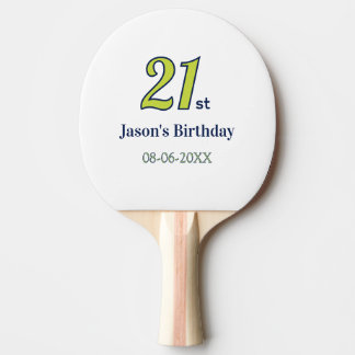 21st birthday yellow blue green bold letter name t ping pong paddle