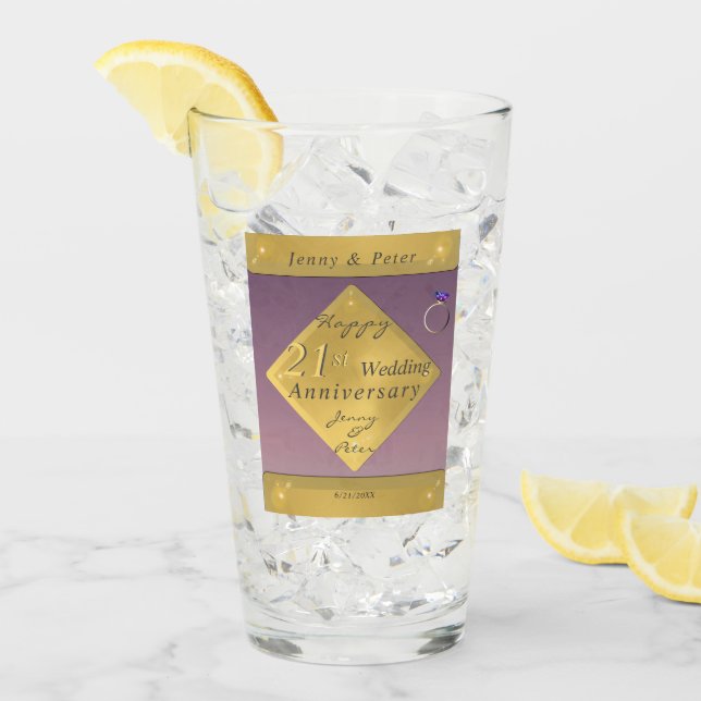 21st Brass & Iolite Wedding Anniversary   Glass (Front Ice)