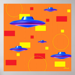 21st Century Mid-Modern UFO Patrol Ken Gage Poster