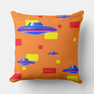 21st Century Mid-Modern UFO Patrol Ken Gauge Throw Pillow