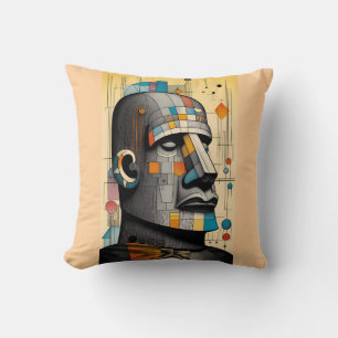 21st Century Moai - Ken Gauge Tiki Art Throw Pillow